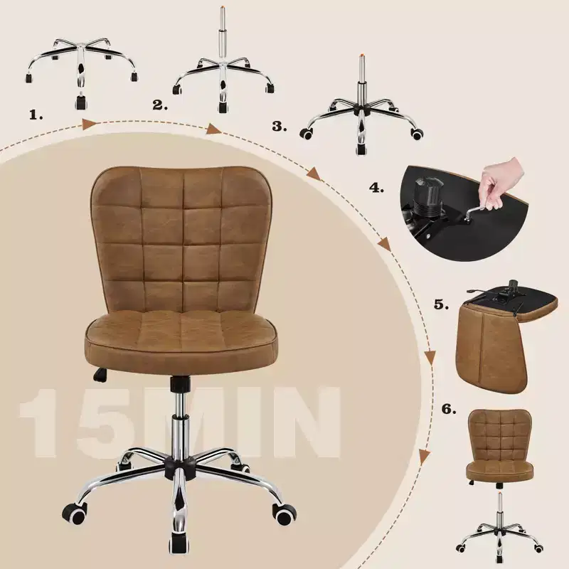 Yaheetech Modern Mid-back Office Chair Armless Desk Chair