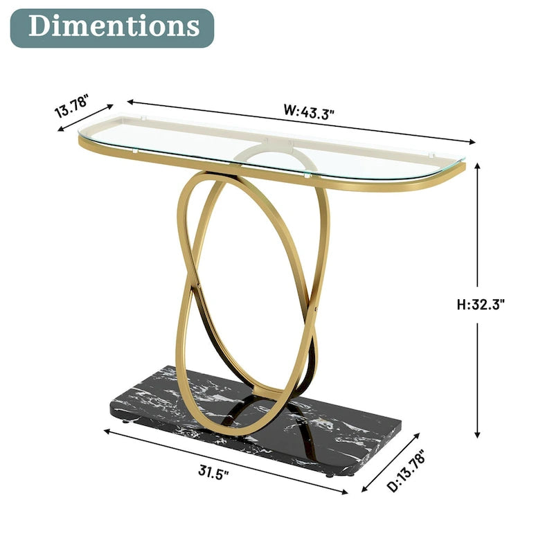 43.3 Inches Console Table with Geometric Base Modern Sofa Table for Entryway Living Room