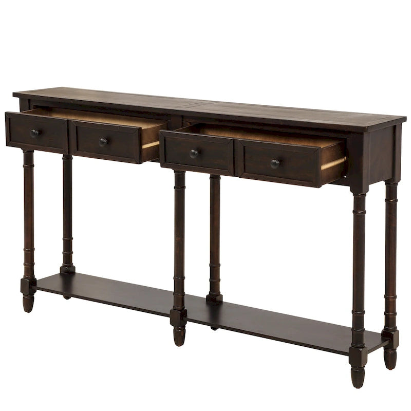 2-Drawer Console Table with Bottom Shelf