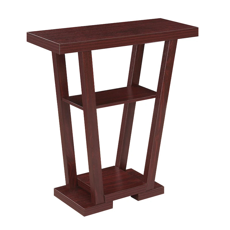 V-Shaped Console Table with Shelves