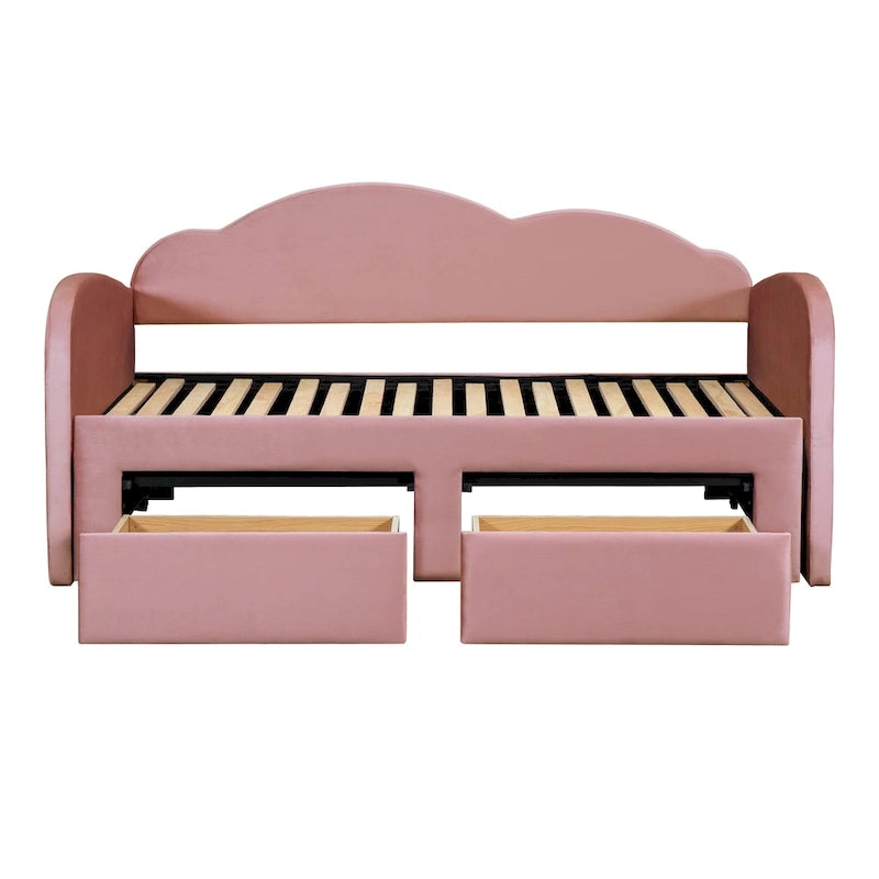 Twin Cloud Velvet Daybed with Trundle and Drawers