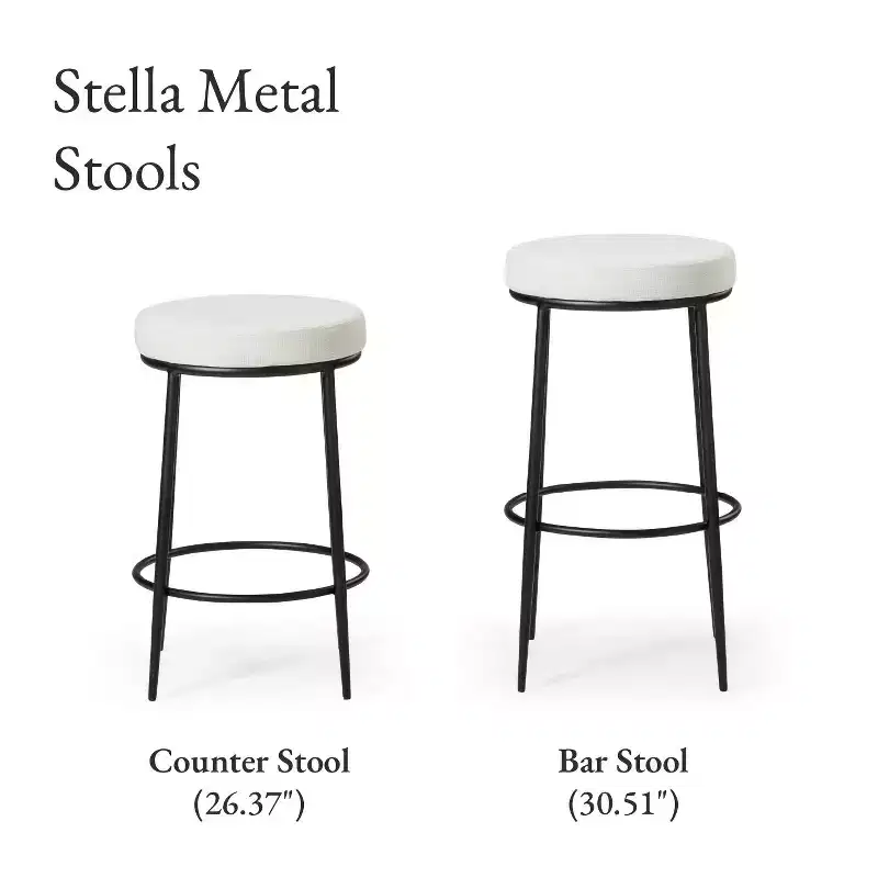 Maven Lane Stella Backless Metal Bar Stool with Fabric Upholstered Seat 31