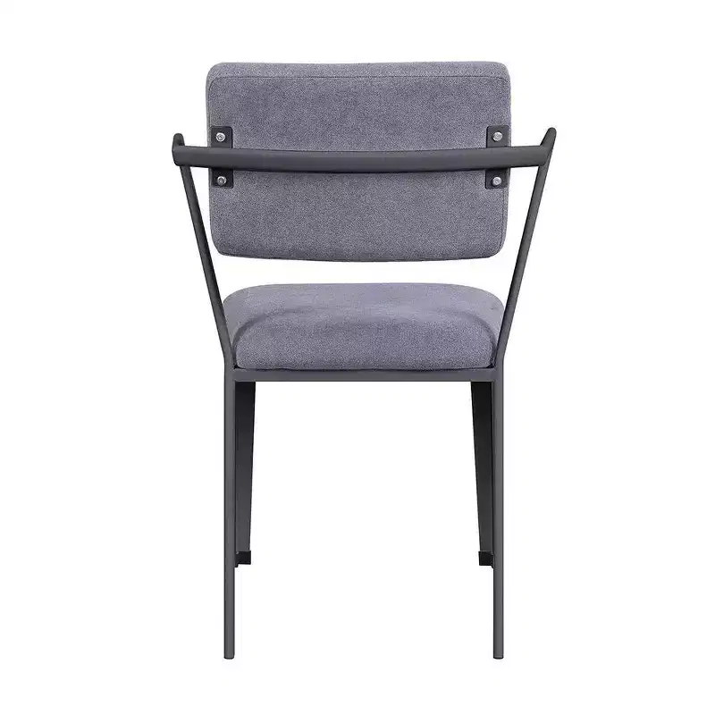 Cargo 22" Dining Chairs Gray Fabric and Gunmetal - Acme Furniture: Leather Upholstery, Metal Frame, Armless Design, Easy to Clean