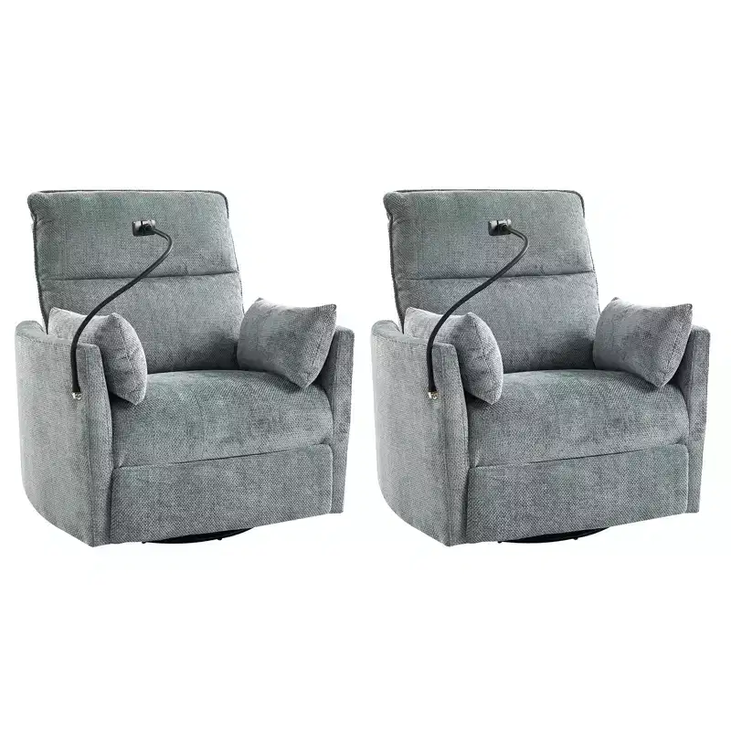 Julius 38 Power Rocking Swivel Nursery Recliner with USB Set of 2 | HULALA HOME