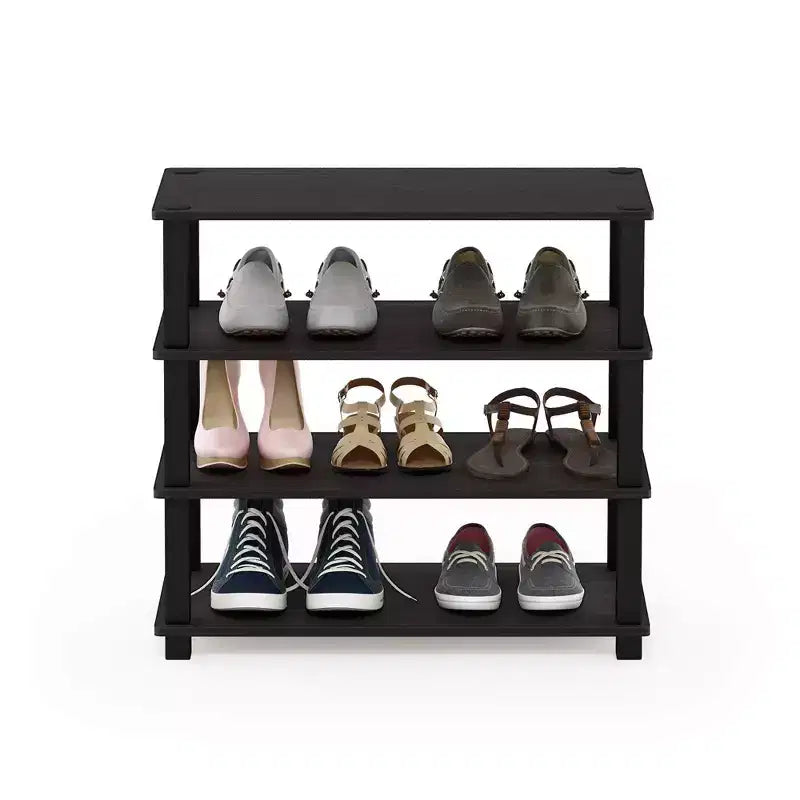 Furinno 3-Tier\4-Tier Shoe Rack Multifunction Tower Shelf Storage Organizer Stand for Bathroom&Living Room&Entryway,Espresso/Black