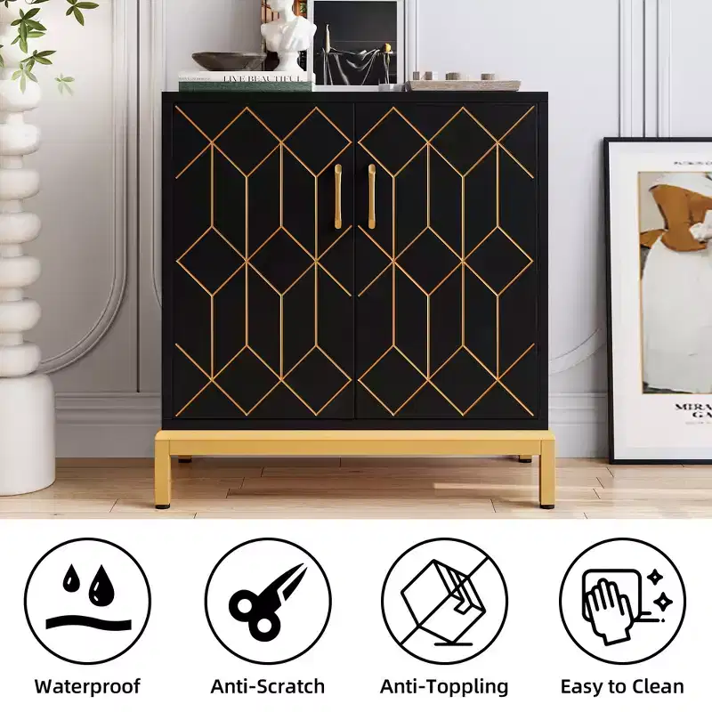 Doors and Shelves for Kitchen Modern Rattan Storage Cabinet , Dining Room