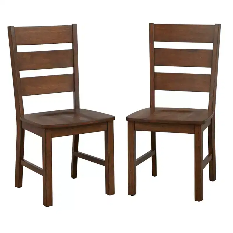 Buylateral 6Pc Mandeville Solid Wood Live Edge Dining Set with Bench Brown: Rubberwood, Ladderback Chairs