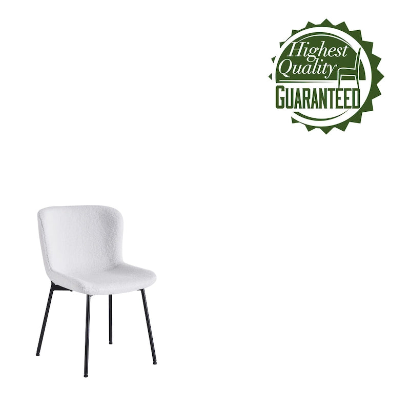 Fabric Upholstered Armless Dining Chairs with Powder-Coated Steel Legs, Set of 2