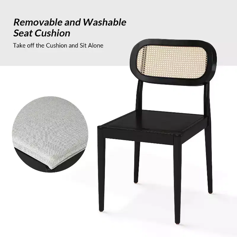 Hartmut Modern Ratten Dining Chair Set of 2 with Solid Wood Legs ART OF LIVING DESIGNS