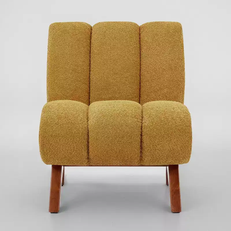Art Leon Polar Fleece Fabric Upholstered Accent Slipper Chair with Rubber Wood Legs