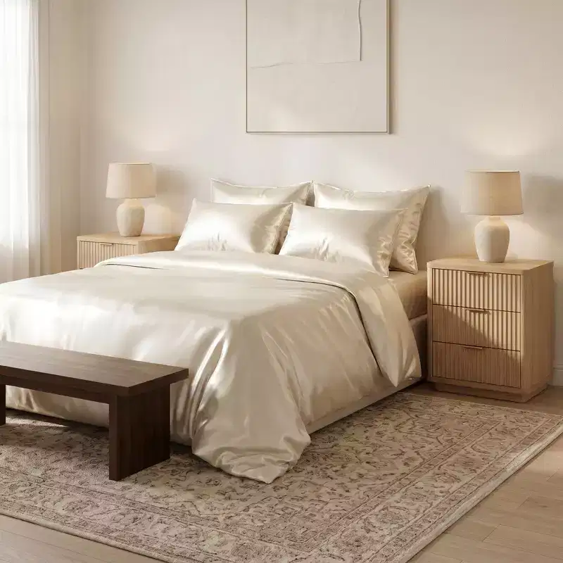 Modern Nightstand with Charging Station, Wood Bedside Table with 3 Drawers End Table for Bedroom