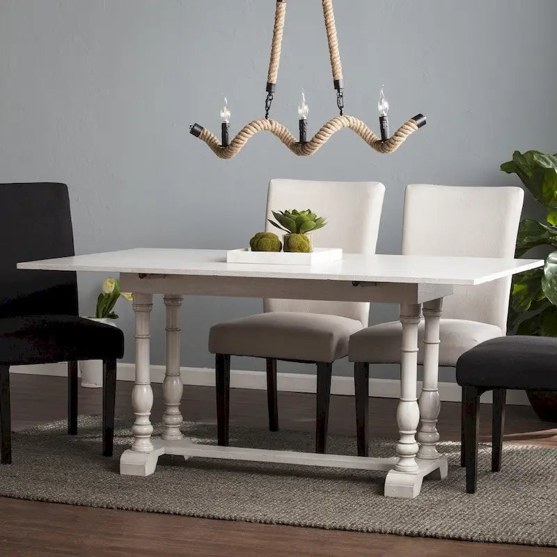 Farmhouse Drop Leaf Trestle Console to Dining Table