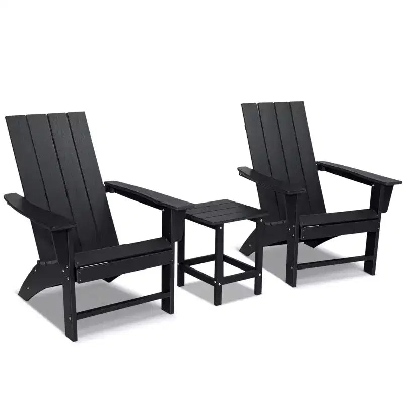 GARPROVM 2 Adirondack Chairs with Side Table HDPE Weather-Resistant Outdoor Patio Furniture