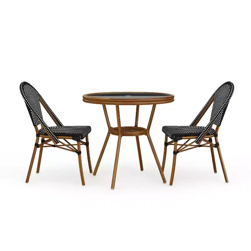 Martha Stewart Lily Pond Indoor-Outdoor Bistro Dining Table with 2 Stackable Bistro Chairs
