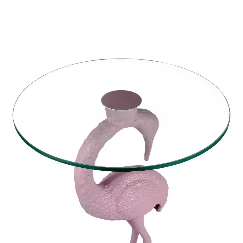 JONATHAN Y Blanche 25 Classic Mid-Century Glass Top Flamingo End Table