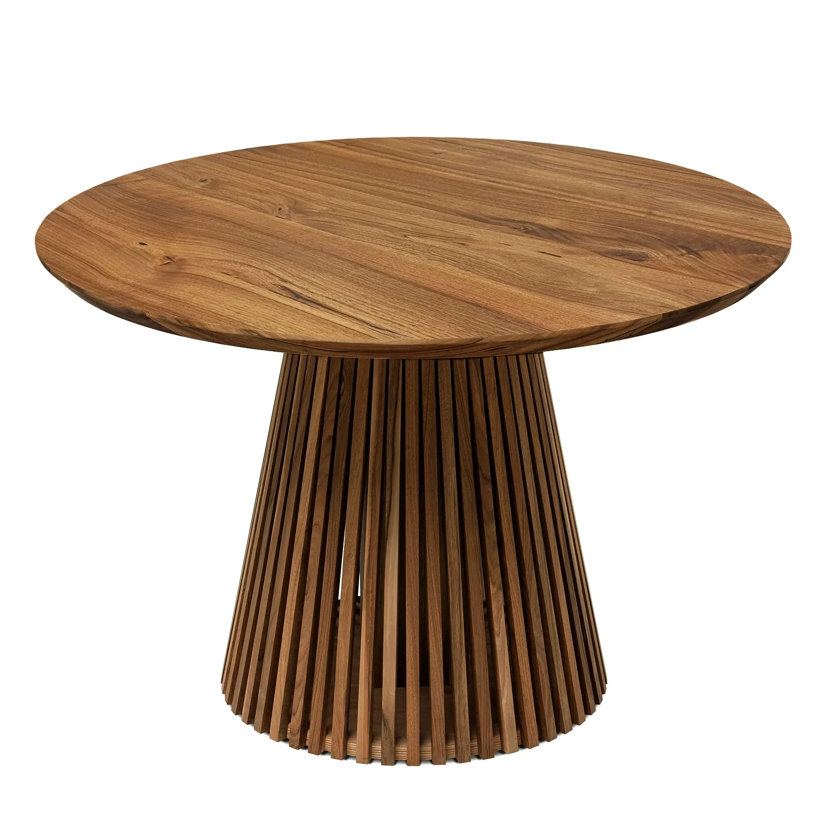 Round Dining Table in Darker Walnut - Introducing our handcrafted Round Dining Table in Darker Walnut with pipe legs - a