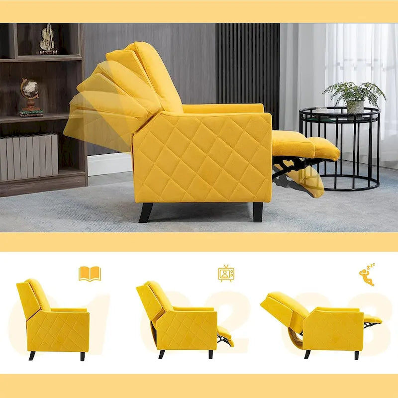 Push Back Recliner Chair with Linen Wing Back