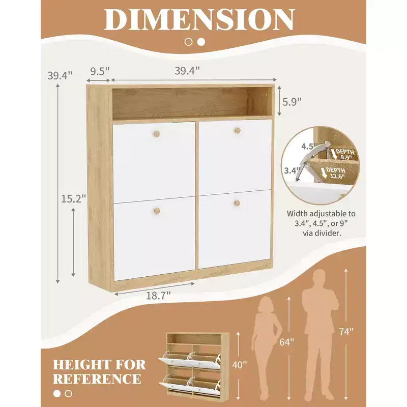 41-In Bookshelf with 12 Open Shelves, Bamboo Display Storage Shelving Unit