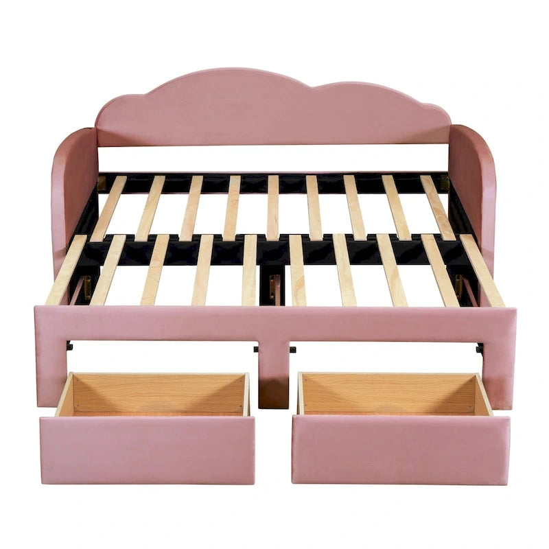 Twin Cloud Velvet Daybed with Trundle and Drawers