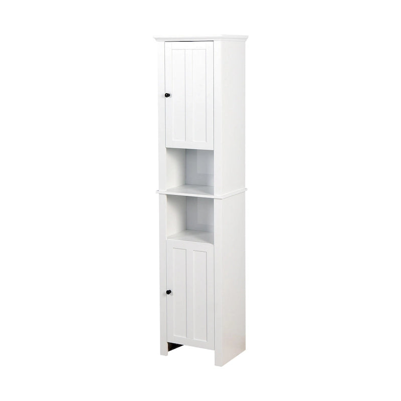 Bathroom Floor Storage Cabinet with 2 Doors and 6 Shelves Freestanding Tall Narrow Wood Cabinet