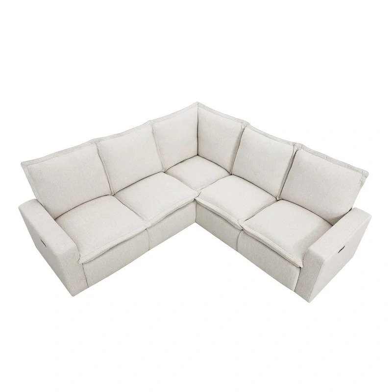 L-Shaped 5-Seater Power Recliner Sofa with USB Port