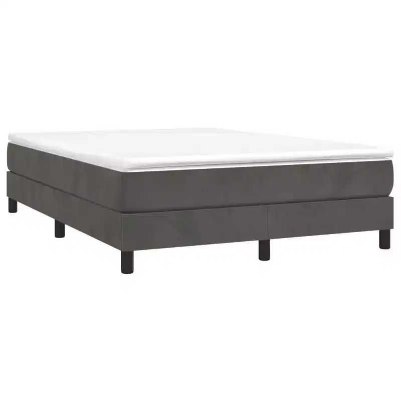 Bed Frame Dark grey Velvet (100% polyester), Plywood, Engineered Wood
