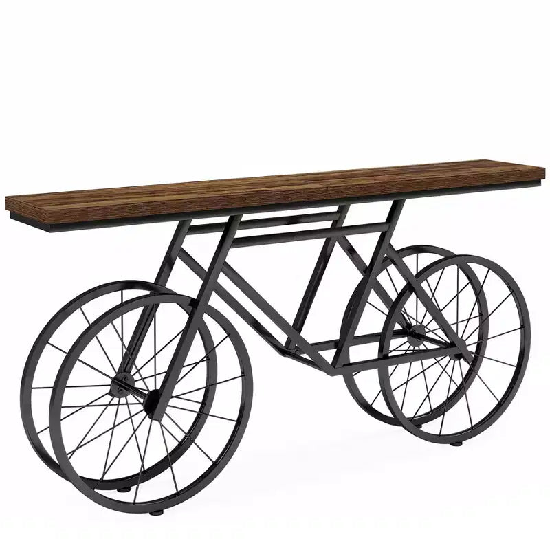 70.9-Inch Narrow Console Table with Bicycle Metal Base, Long Sofa Table for Living Room Hallway