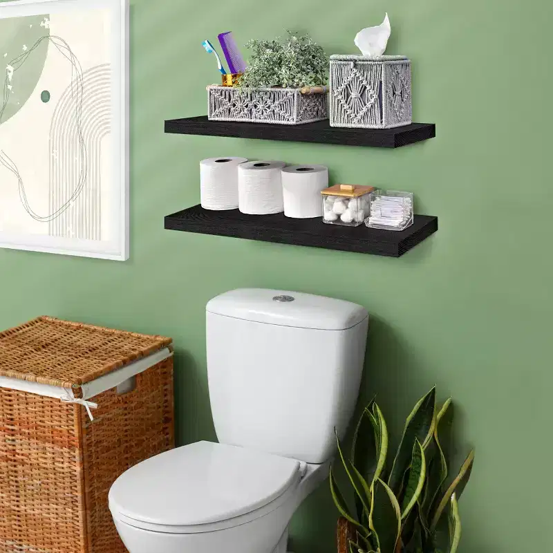 Sorbus 2 Pack 24 Solid Wood Floating Shelves - for Bathroom Decor, Books, Bedroom & Living Room