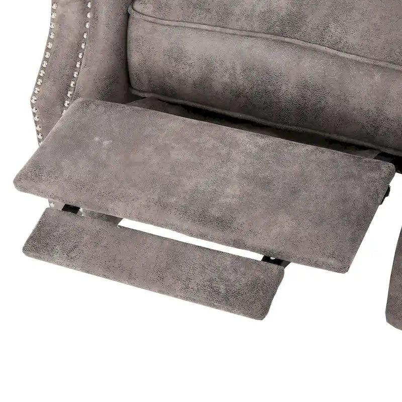 Tufted Microfiber Pushback Recliner Club Chair with Nailhead Trim