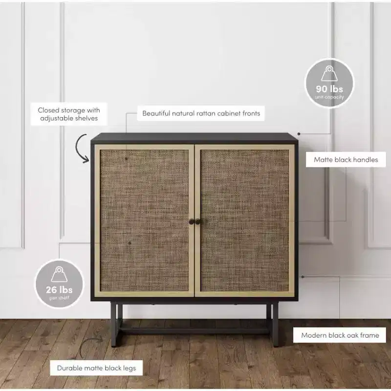 Nathan James Set of 3 Kova Rattan Console Table with Doors