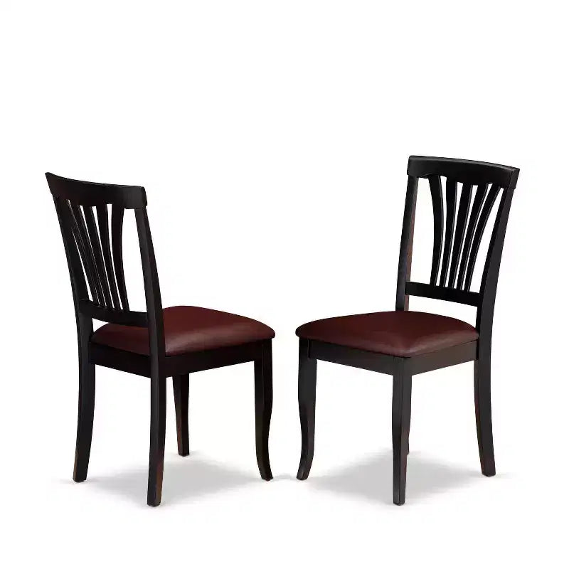 3-Pc Black Finish Solid Wood Top Dining Table Set