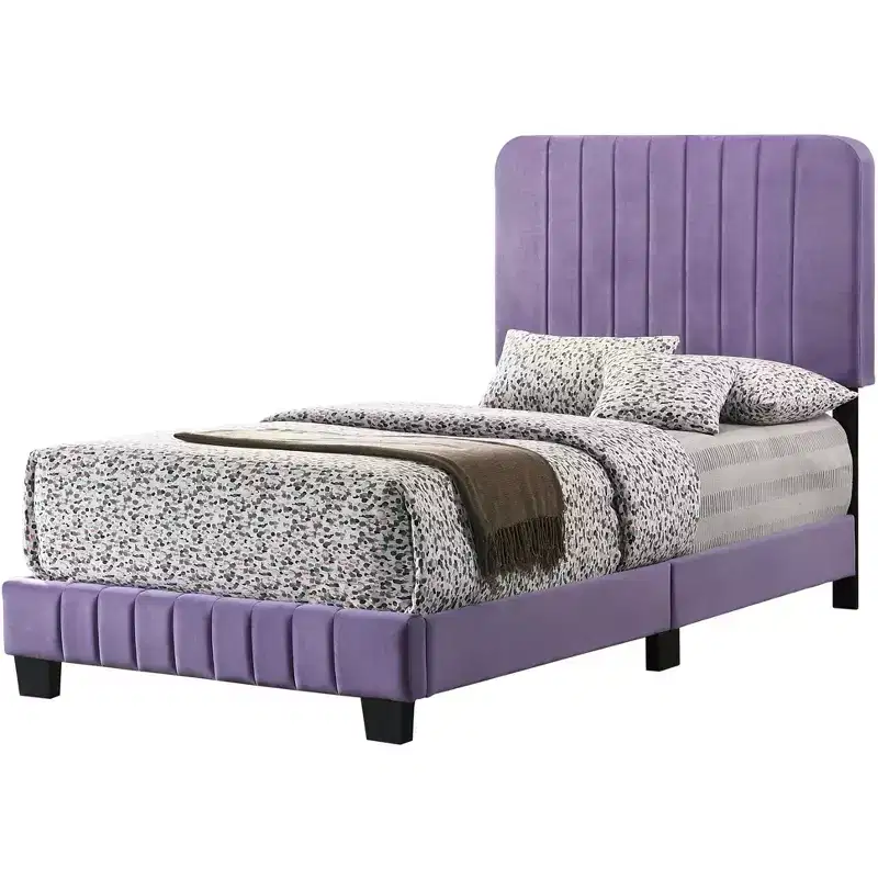Passion Furniture Lodi Velvet UpholsteChannel Tufted Twin Panel Bed