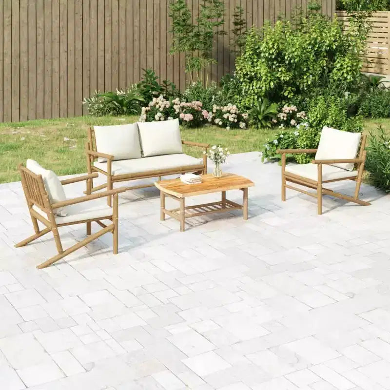 vidaXL 5 Piece Patio Lounge Set with Cushions Bamboo