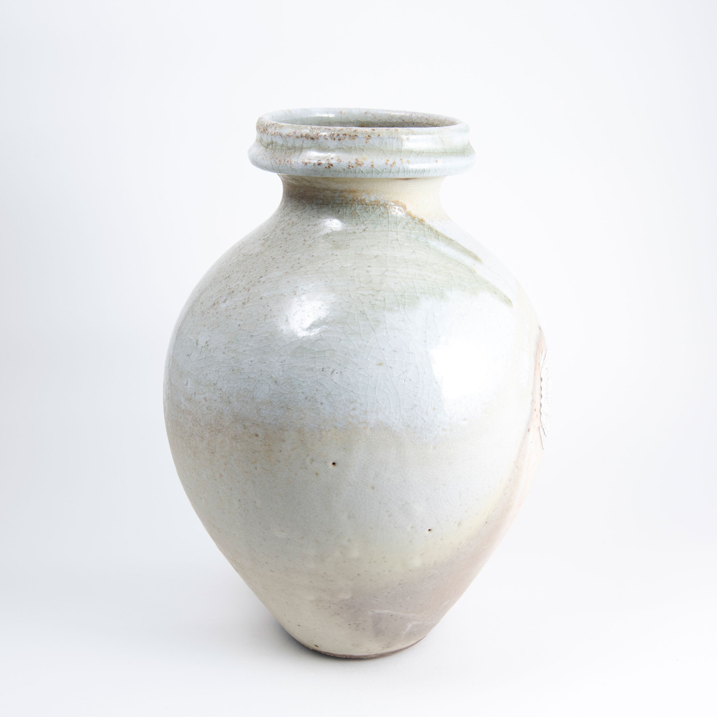 White Shino Round Vase