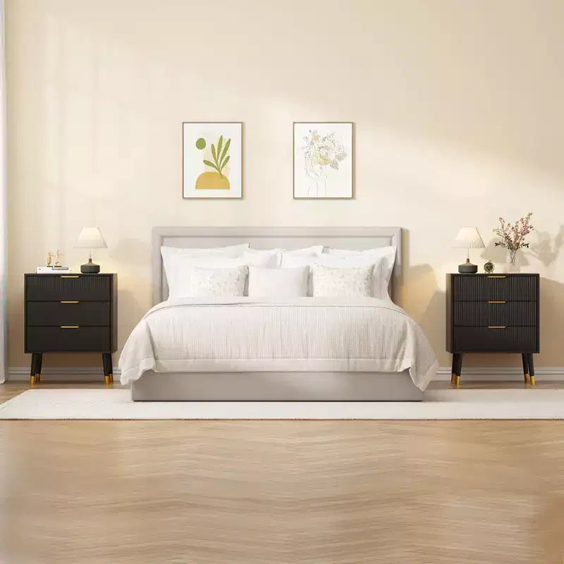 COZONY 3-Drawer Fluted Dresser, Modern Bedroom Storage Chest with Wood Frame, Compact Dresser Nightstand for Bedroom Living Room