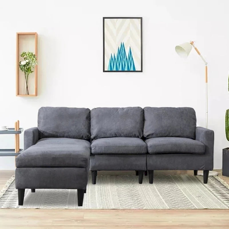Convertible Sofa Couch with Cushioned Seat and Wooden Legs