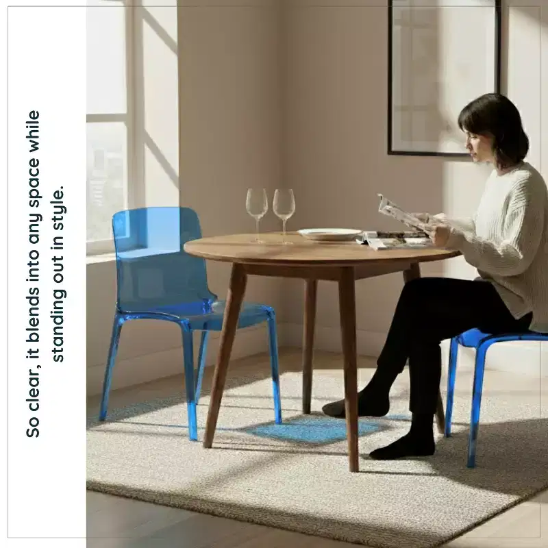 LeisureMod Murray Mid-Century Modern Dining Chair - Waterfall Edge Design Acrylic, Ergonomic and Stackable, Set of 4