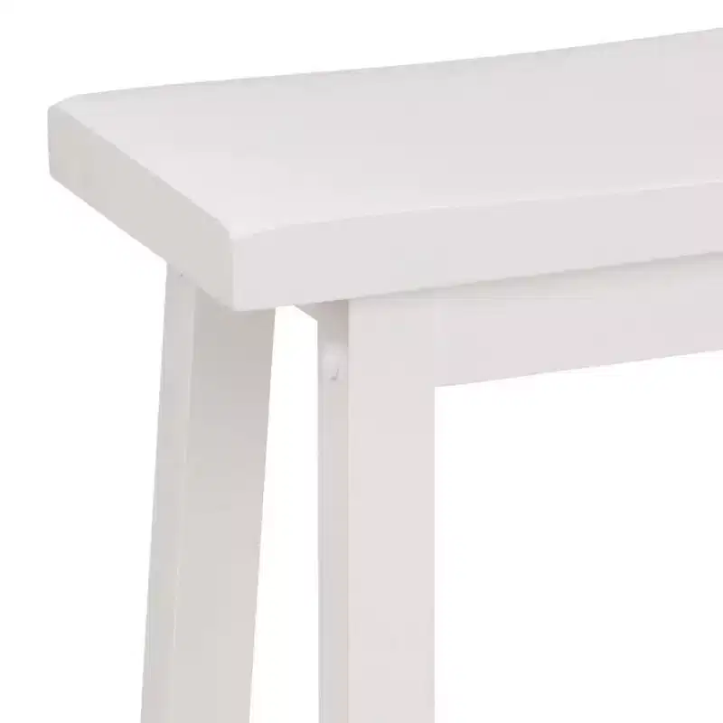 PJ Wood Classic Saddle Seat 24 Inch Tall Kitchen Counter Stools, White (8 Pack)