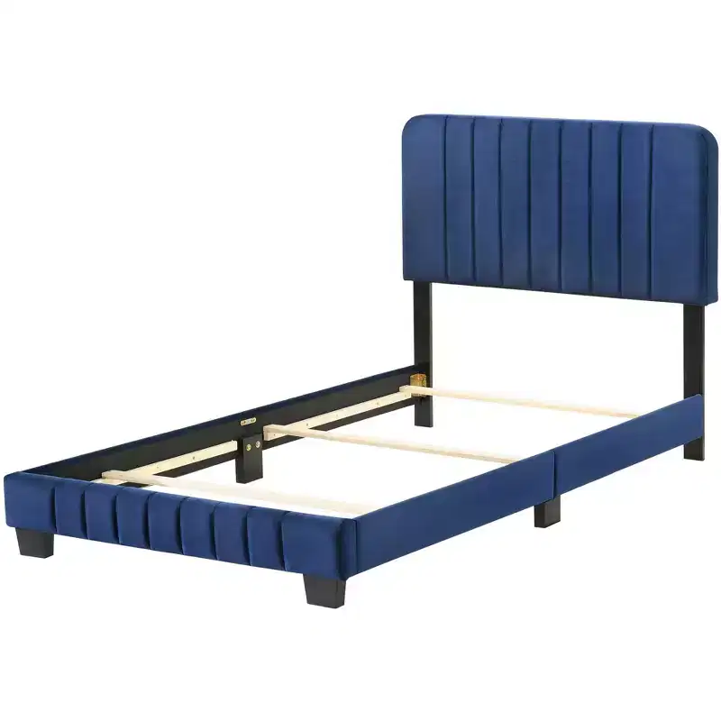 Passion Furniture Lodi Velvet UpholsteChannel Tufted Twin Panel Bed