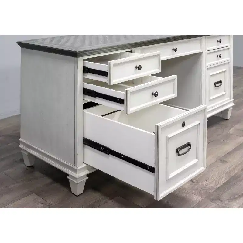 Hartford Credenza White - Martin Furniture: Executive Office Furniture with Enclosed Storage, Metal Hardware