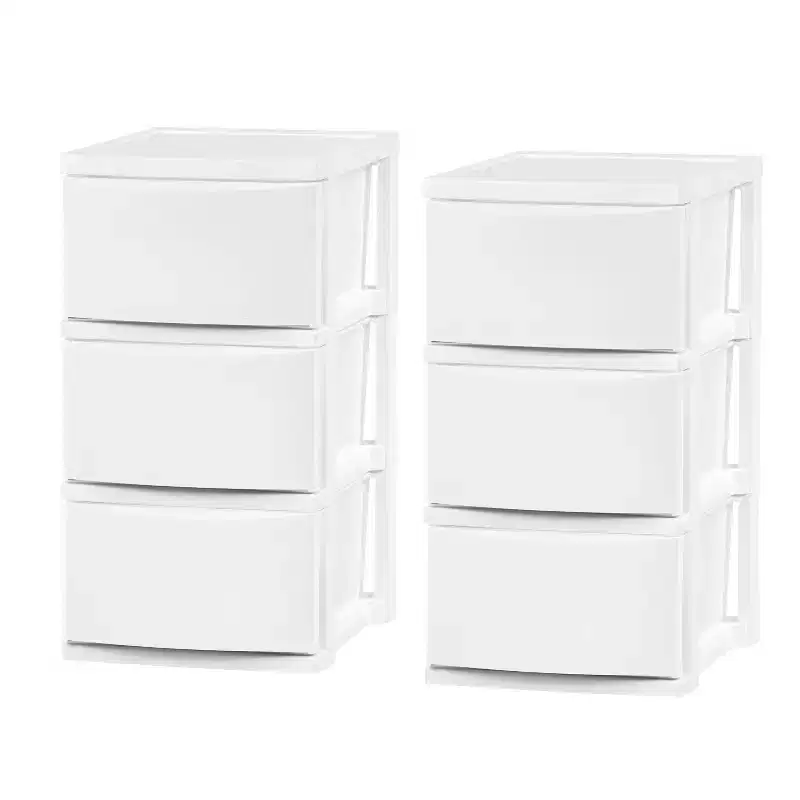 3-Drawer Plastic Storage Chest, Freestanding, White, 12.12