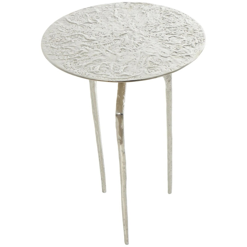 Aluminum Metal Geometric Slim Textured Side End Accent Table