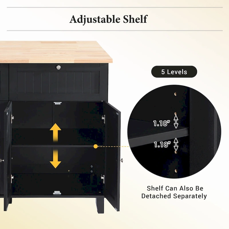 TOPMAX Kitchen Island Set with Drop Leaf and 2 Seatings, Dining Table Set with Adjustable Shelf, Drawers and Towel Rack