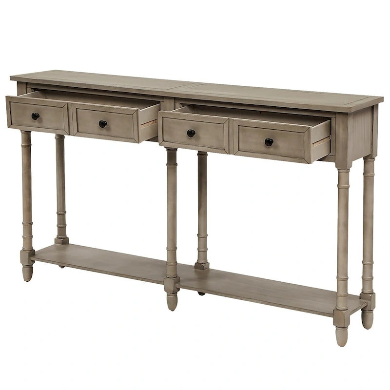 2-Drawer Console Table with Bottom Shelf