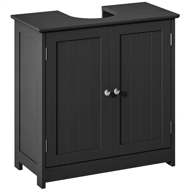kleankin Vanity Base Cabinet, Under-Sink Bathroom Cabinet Storage with U-Shape Cut-Out and Adjustable Internal Shelf