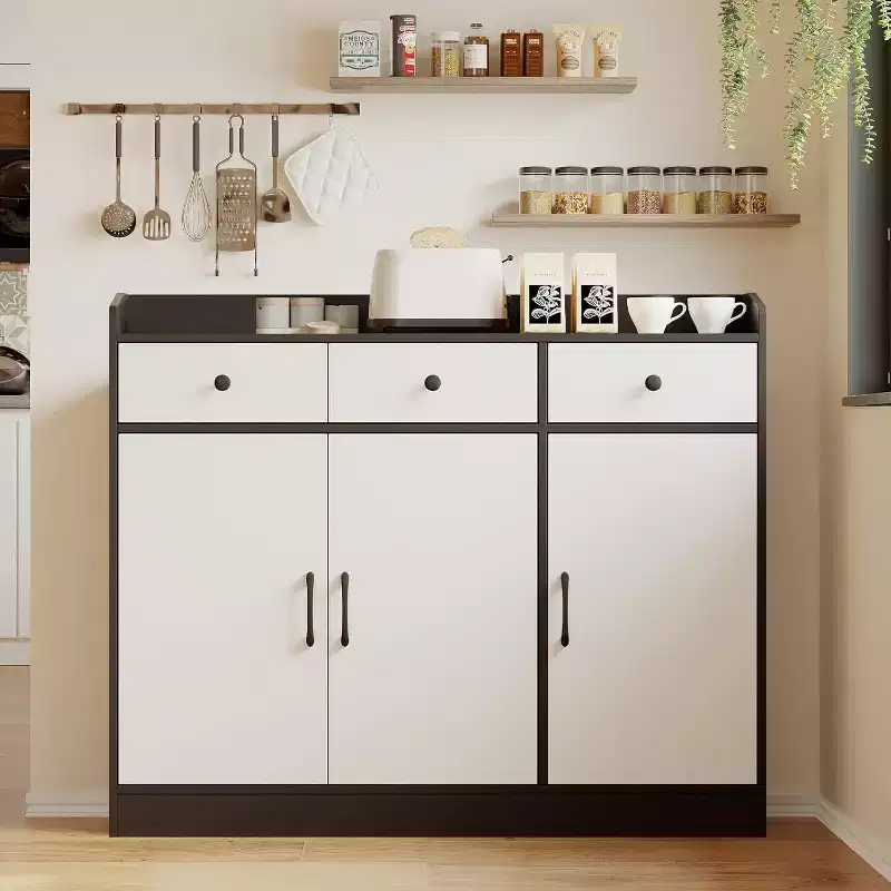 Modern Sideboard Buffet Cabinet, 42.5-Inch Coffee Bar Table with Adjustable Shelf for Living Room