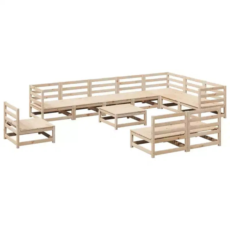 vidaXL Garden Sofa Set Wax Solid Pine Wood Large Breathable Design