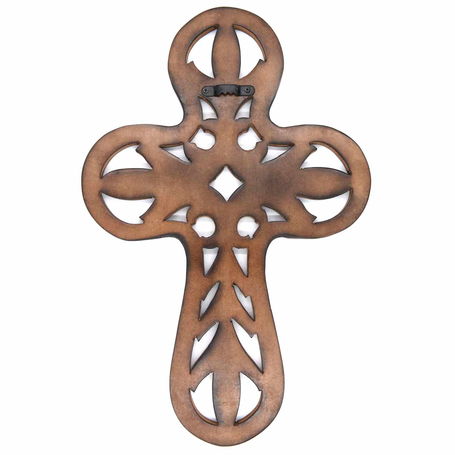 Carved Mango Wood Cross Plaque