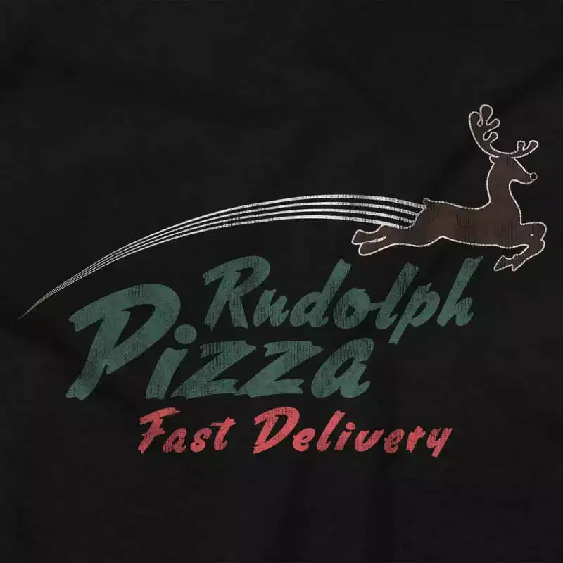 Christmas Rudolph Pizza Delivery Sweatshirt for Men or Women Brisco Brands