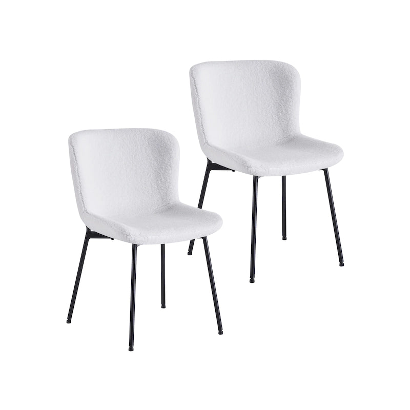 Fabric Upholstered Armless Dining Chairs with Powder-Coated Steel Legs, Set of 2